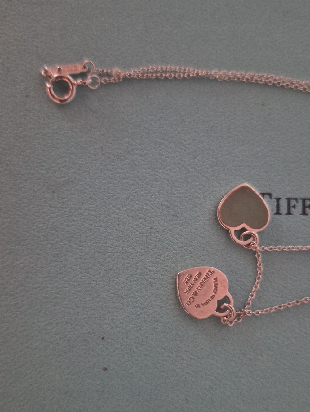 Tiffany & Co. Sterling Silver Heart Tag Necklace in Signature Blue-Green - Picture 6 of 7
